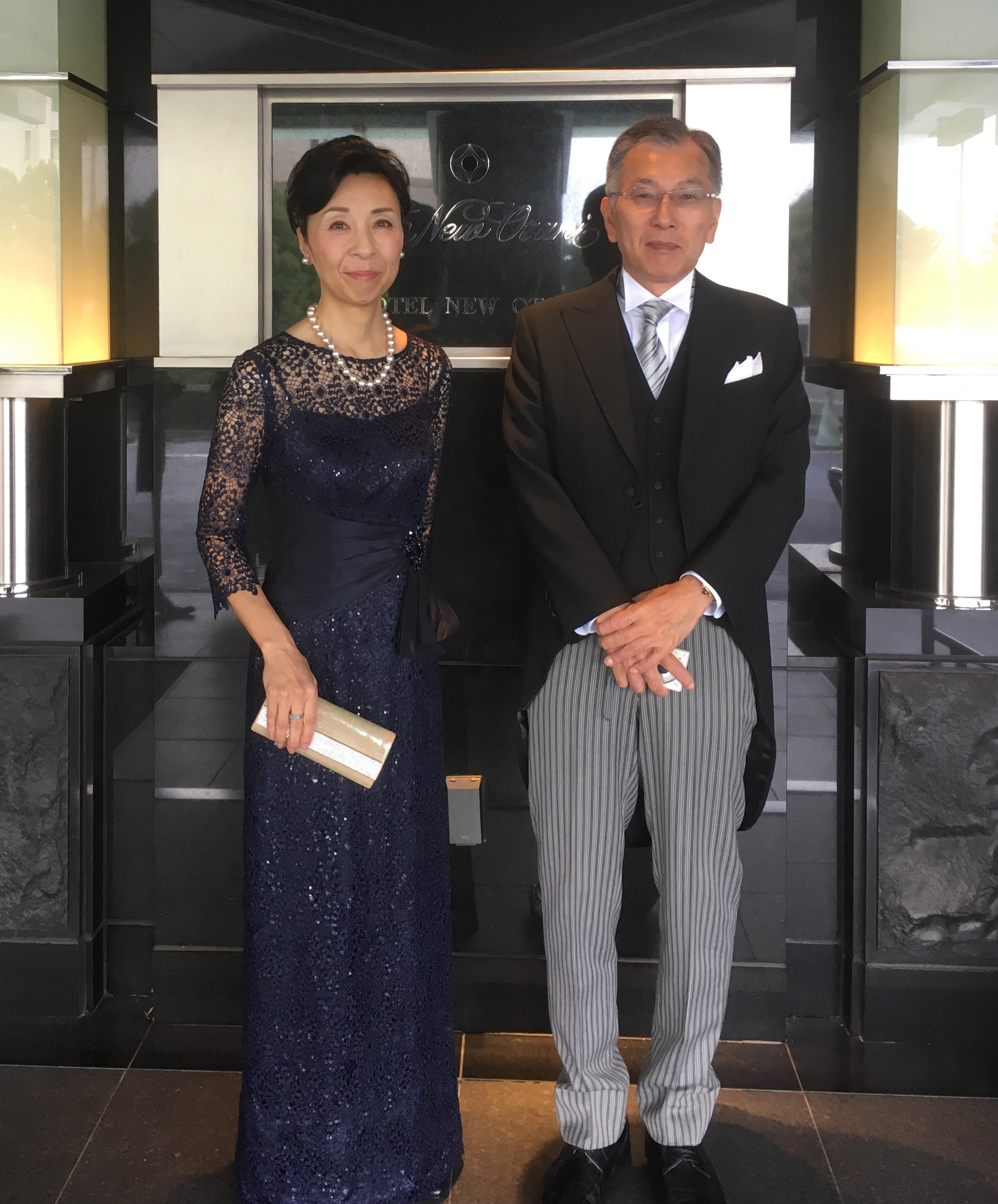 実際の結婚式 母親 フォーマルドレスL015ネイビー